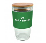 475ml Bamboo Lid Glass Cups Logo Decorated